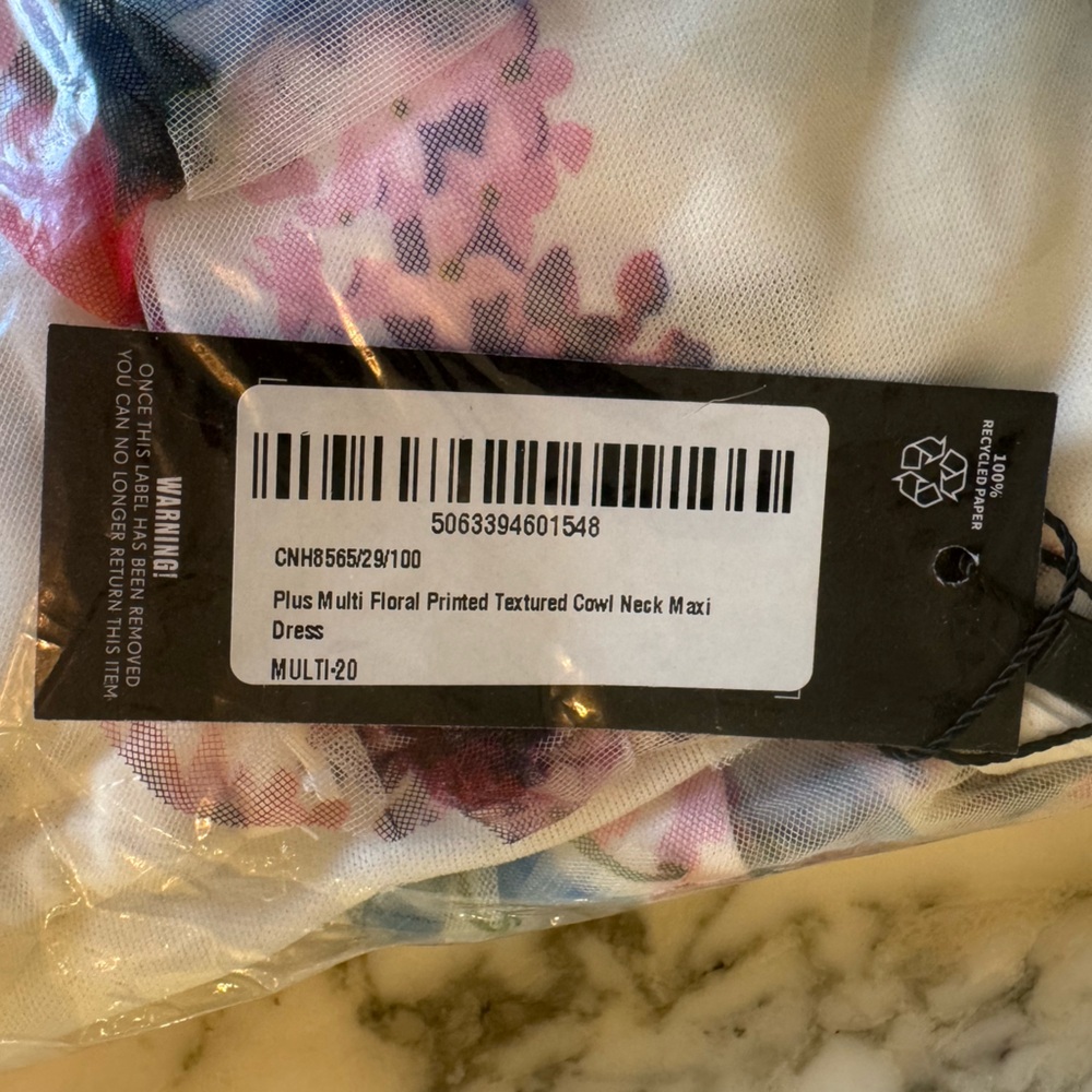 NWT Multi Floral Textured Cowl Neck Maxi Dress Size UK 20 /  US 16 - Picture 8 of 10